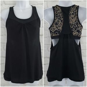 Athleta Supercharged Tank Top S Small Activewear Athleisure Black Tan Shelf Bra